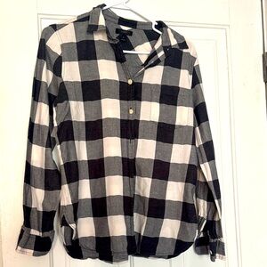 J. Crew Black and White Casual Button Down Shirt